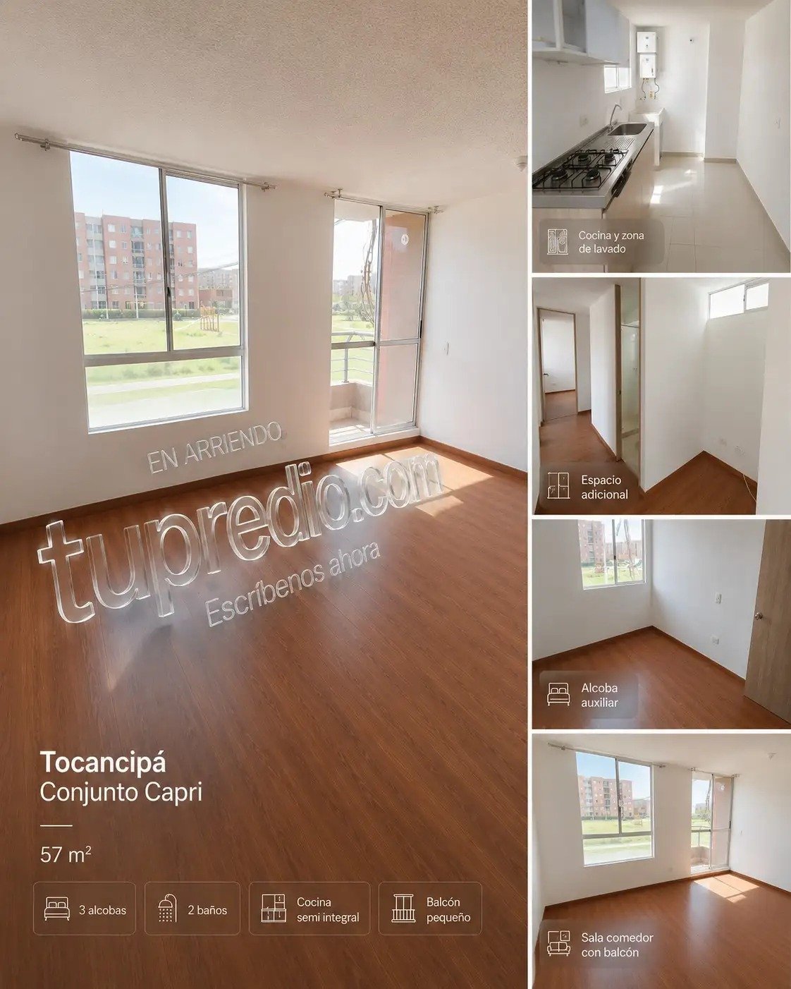 3 habitaciones, 2 baños, balcón. Conjunto Capri. Agenda tu visita.
